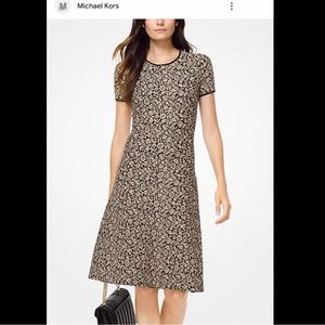 Michael Kors botanical metallic jacquard dress